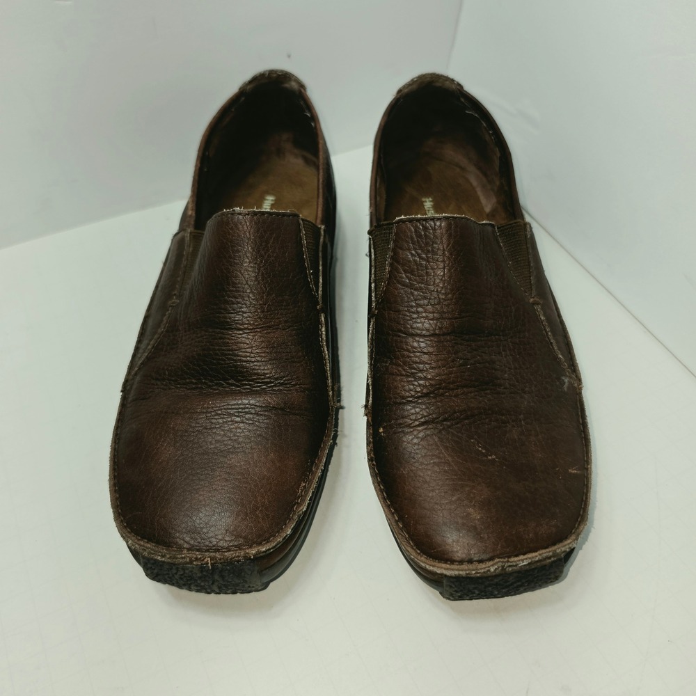 Hush Puppies Womens Brown Leather Loafers Slip On Shoes 52752 Size 7W